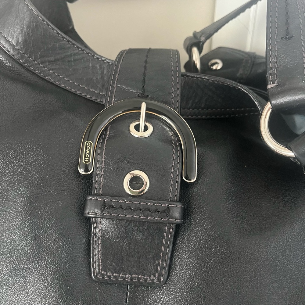 Coach, Vintage Black Leather Hobo Bag Y2K Soho Style Slouchy Shoulder Bag EUC - Picture 6 of 16